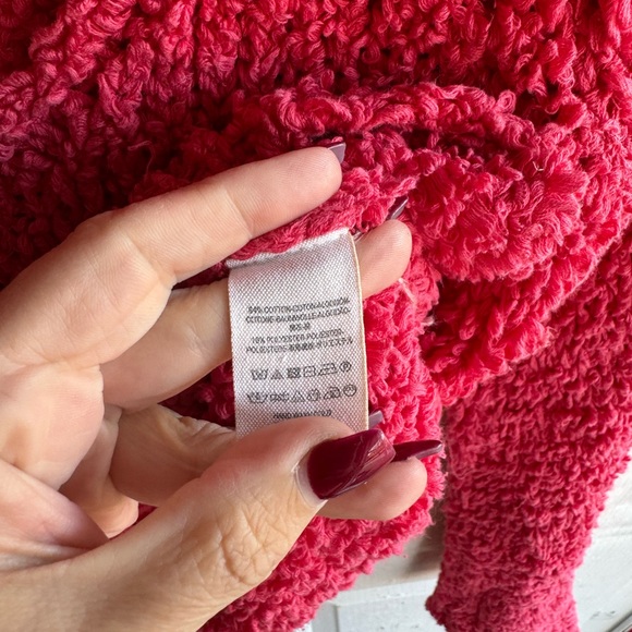 Free People pink found my friend boucle oversized v neck cropped sweater size XS - Picture 5 of 5